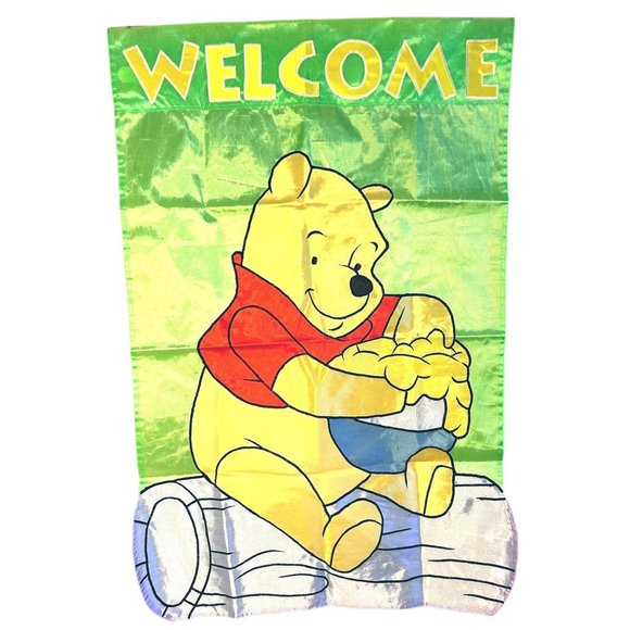 VTG Disney 1998 Pooh 100 Acre Collection Embroidered 100% Nylon Yard Flag 43x27 - Picture 1 of 9